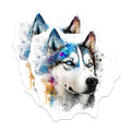 (2 Pack) Husky Dog Magnets - Watercolor Dog Art - Blue Eyed Pet Refrigerator Accent - 5 Inches On Longest Side - Thick Durable Magnet - Made in USA - MAG25033