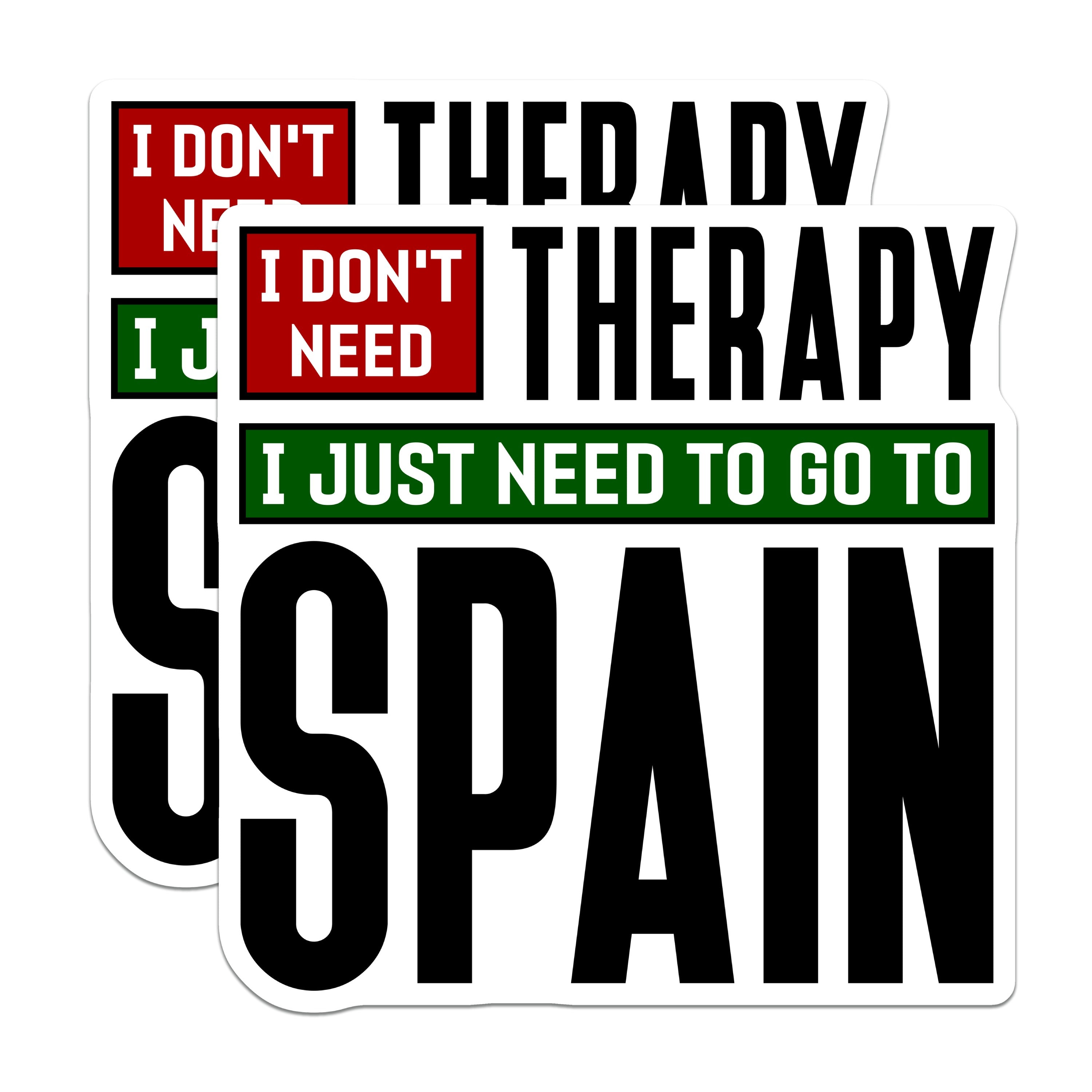 (2 Pack) Spain Travel Quote Refrigerator Magnets - Funny Therapy Alternative - Wanderlust Vacation Humor - 5 Inches On Longest Side - Thick Durable Magnet - Made in USA - MAG37001