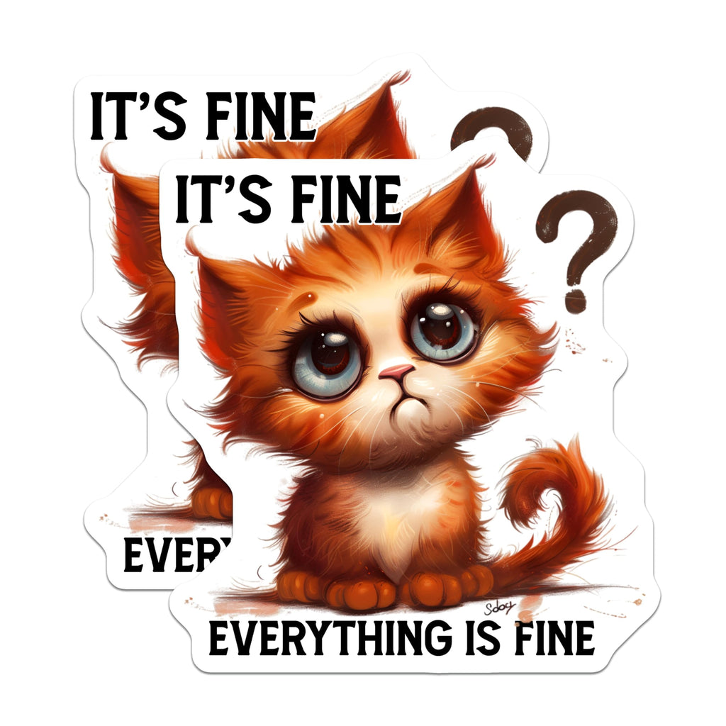 (2 Pack) Cute Cat Magnets - Funny Cat Meme - It's Fine Everything is Fine - 5" On Longest Side - Premium Magnet - for Cars, Refrigerators, Toolboxes, Lockers - Made in USA - MAG14233