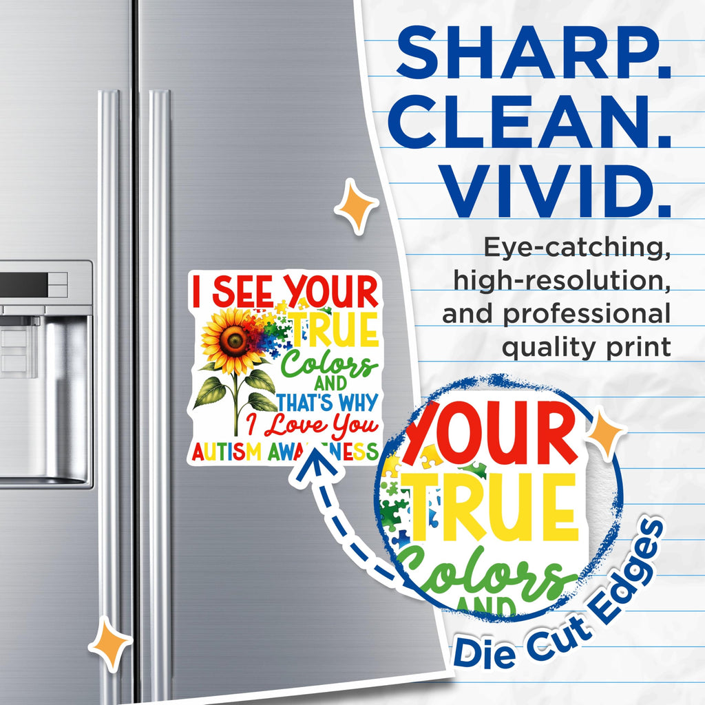 (2 Pack) Autism Awareness Magnets - Sunflower Puzzle Piece Design - Neurodiversity Acceptance Love - 5 Inches On Longest Side - Thick Durable Magnet - Made in USA - MAG22012
