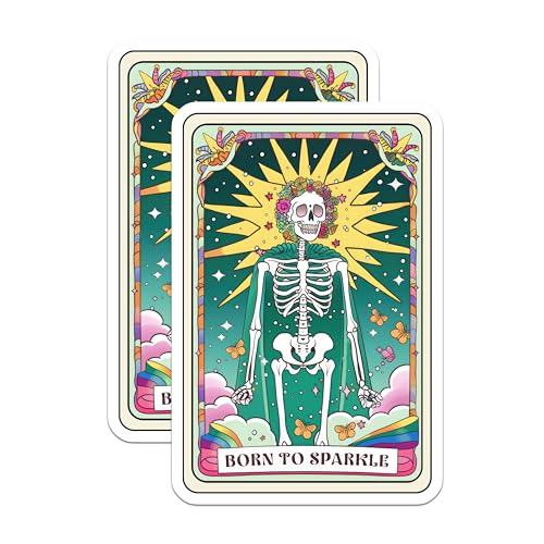 (2 Pack) Born to Sparkle Magnets - Skeleton Art - Colorful - Inspirational Skeleton Magnet - Artistic Refrigerator Magnet - 5" On Longest Side - for Cars, Fridges, Toolboxes - Made in USA - MAG3929