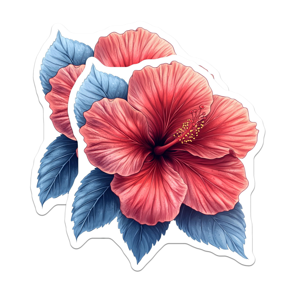 (2 Pack) Hibiscus Flower Magnets - Tropical Floral Decor - Botanical Art Kitchen Magnets - Nature Lover Accessory - 5 Inches On Longest Side - Thick Durable Magnet - Made in USA - MAG29171