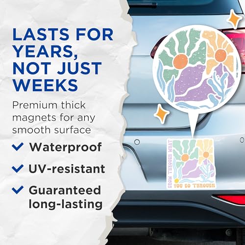 (2 Pack) Grow Through What You Go Through Magnets - Inspirational Magnets - Motivational Magnets - Colorful Magnets - 5" On Longest Side - for Cars, Fridges, Toolboxes - Made in USA - MAG3838