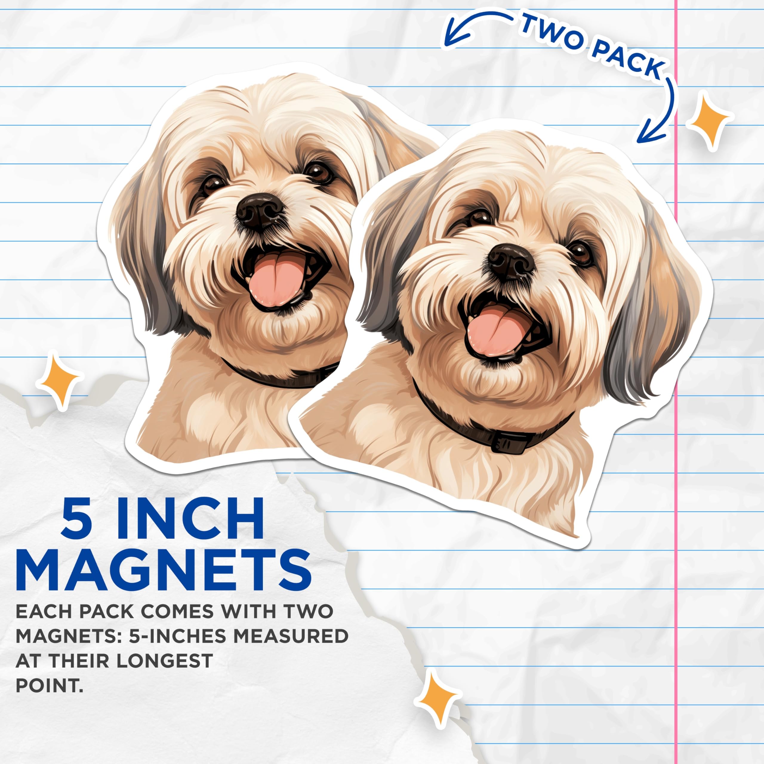 (2 Pack) Shih Tzu Dog Magnets - Cute Puppy Portrait Decor - Animal Lover Kitchen Refrigerator Art - 5 Inches On Longest Side - Thick Durable Magnet - Made in USA - MAG23570
