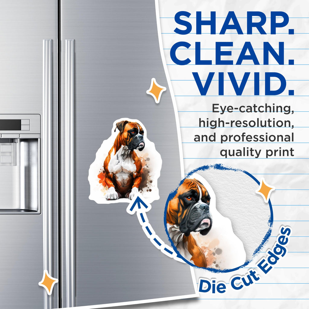 (2 Pack) Boxer Dog Magnets - Dog Mom Dad Decor - Animal Lover Accessories - 5 Inches On Longest Side - Thick Durable Magnet - Made in USA - MAG29496