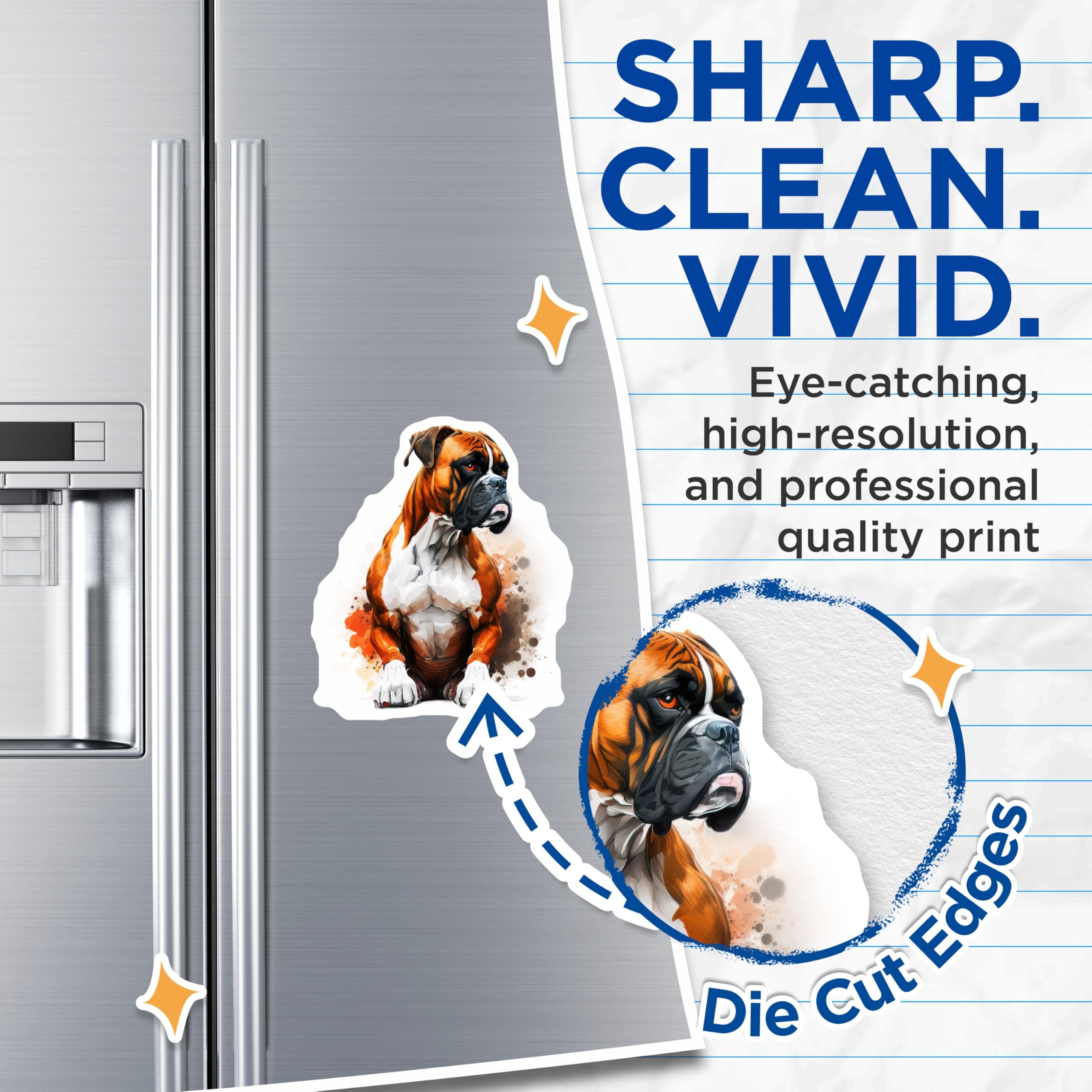 (2 Pack) Boxer Dog Magnets - Dog Mom Dad Decor - Animal Lover Accessories - 5 Inches On Longest Side - Thick Durable Magnet - Made in USA - MAG29496