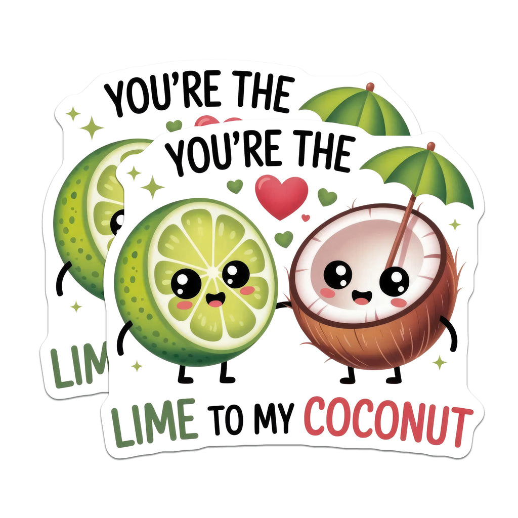(2 Pack) Lime Coconut Couple Magnets - Cute Food Kawaii Love Decor - Sweetheart Anniversary Refrigerator Magnets - 5 Inches On Longest Side - Thick Durable Magnet - Made in USA - MAG37358