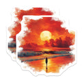 (2 Pack) Sunset Beach Magnets - Ocean Horizon Scene - Coastal Aesthetic Decor - 5 Inches On Longest Side - Thick Durable Magnet - Made in USA - MAG27661