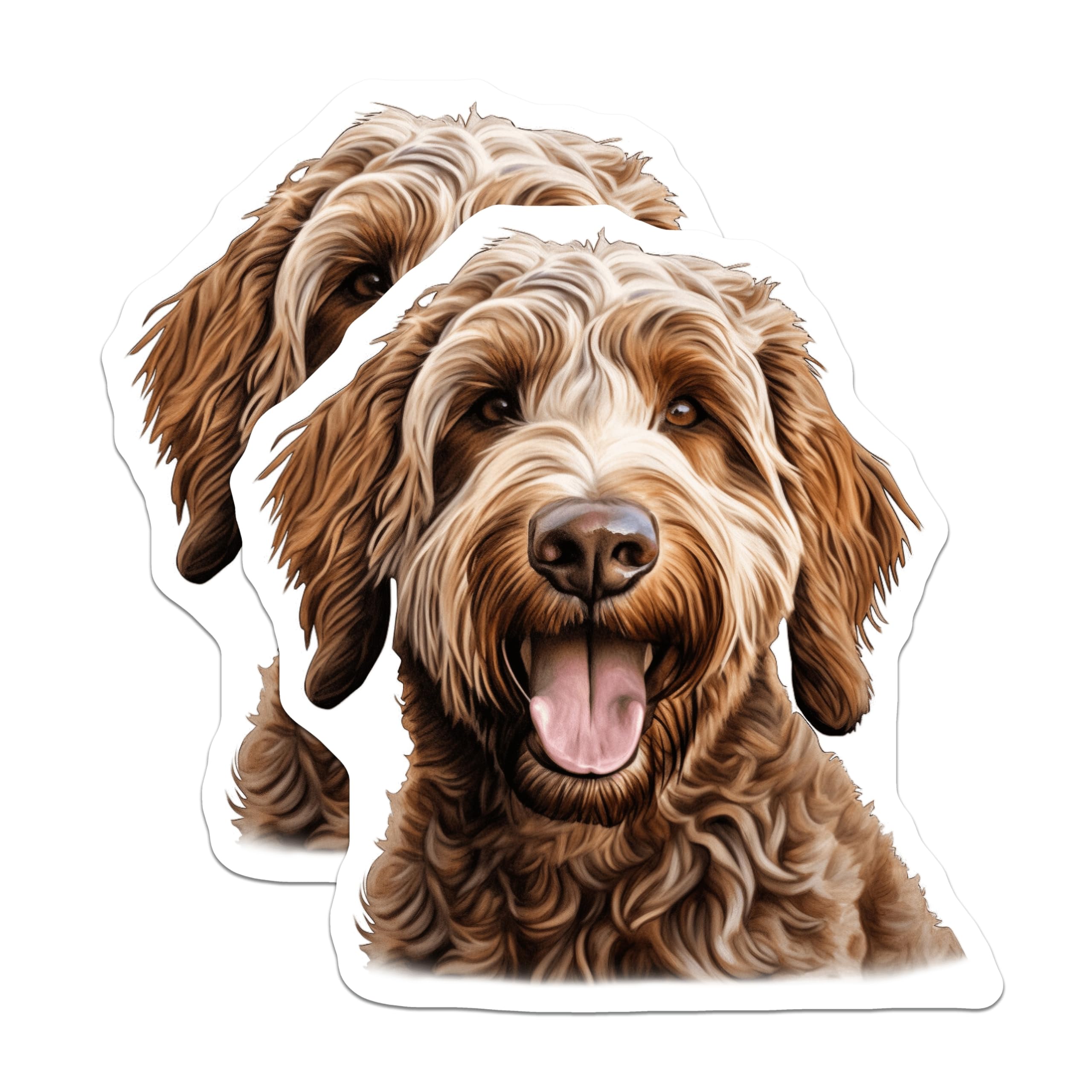 (2 Pack) Labradoodle Goldendoodle Magnets - Happy Doodle Dog Lover Kitchen Fridge Magnet - Pet Mom Dad Animal Art Decor - 5 Inches On Longest Side - Thick Durable Magnet - Made in USA - MAG27271