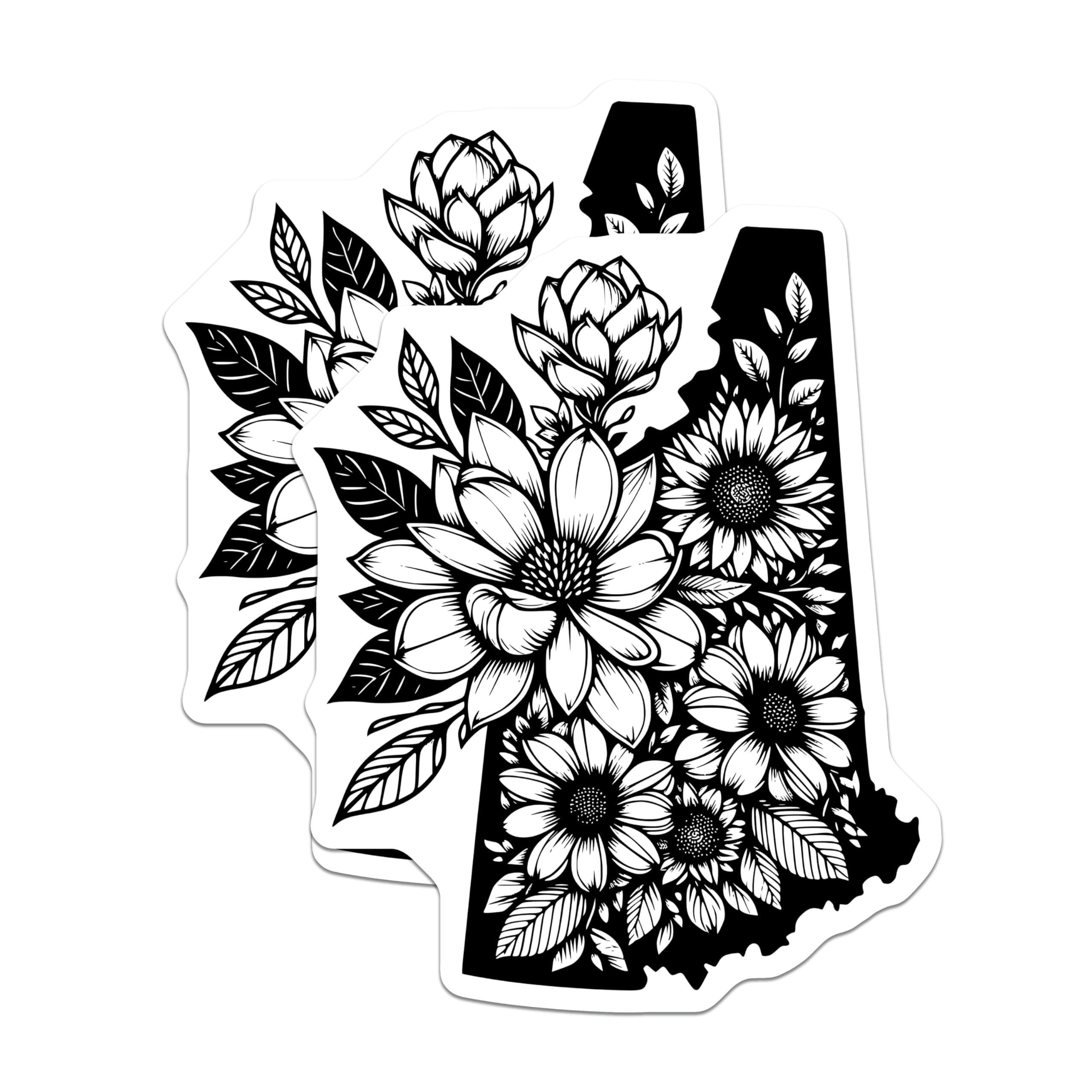 (2 Pack) New Hampshire State Flower Magnets - Sunflower Magnolia Botanical Outline - NH Fridge Locker Office Decor Souvenirs - 5 Inches On Longest Side - Thick Durable Magnet - Made in USA - MAG21377
