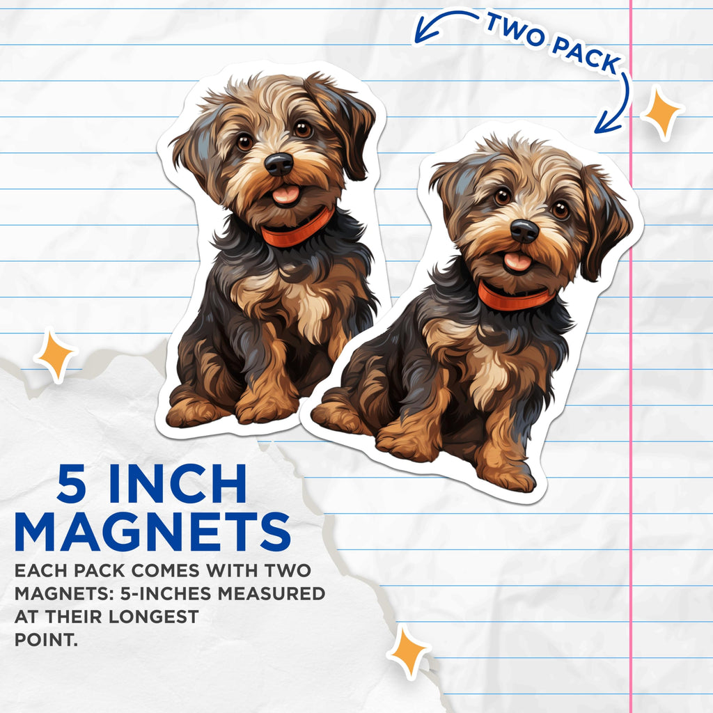 (2 Pack) Yorkshire Terrier Puppy Dog Magnets - Adorable Animal Lover Magnet Set - Fridge Locker Office Decoration - 5 Inches On Longest Side - Thick Durable Magnet - Made in USA - MAG24849