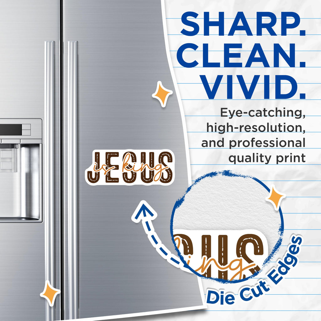 (2 Pack) Jesus is King Magnets - Christian Faith Decor - Religious Affirmation Scripture Bible Verse Magnets - 5 Inches On Longest Side - Thick Durable Magnet - Made in USA - MAG30548