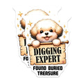 (2 Pack) Digging Expert Stickers - Found Buried Treasure - Cute Dog Stickers - 5" On Longest Side - Sticks to Smooth Flat Surfaces - Made in USA - BMCS3736