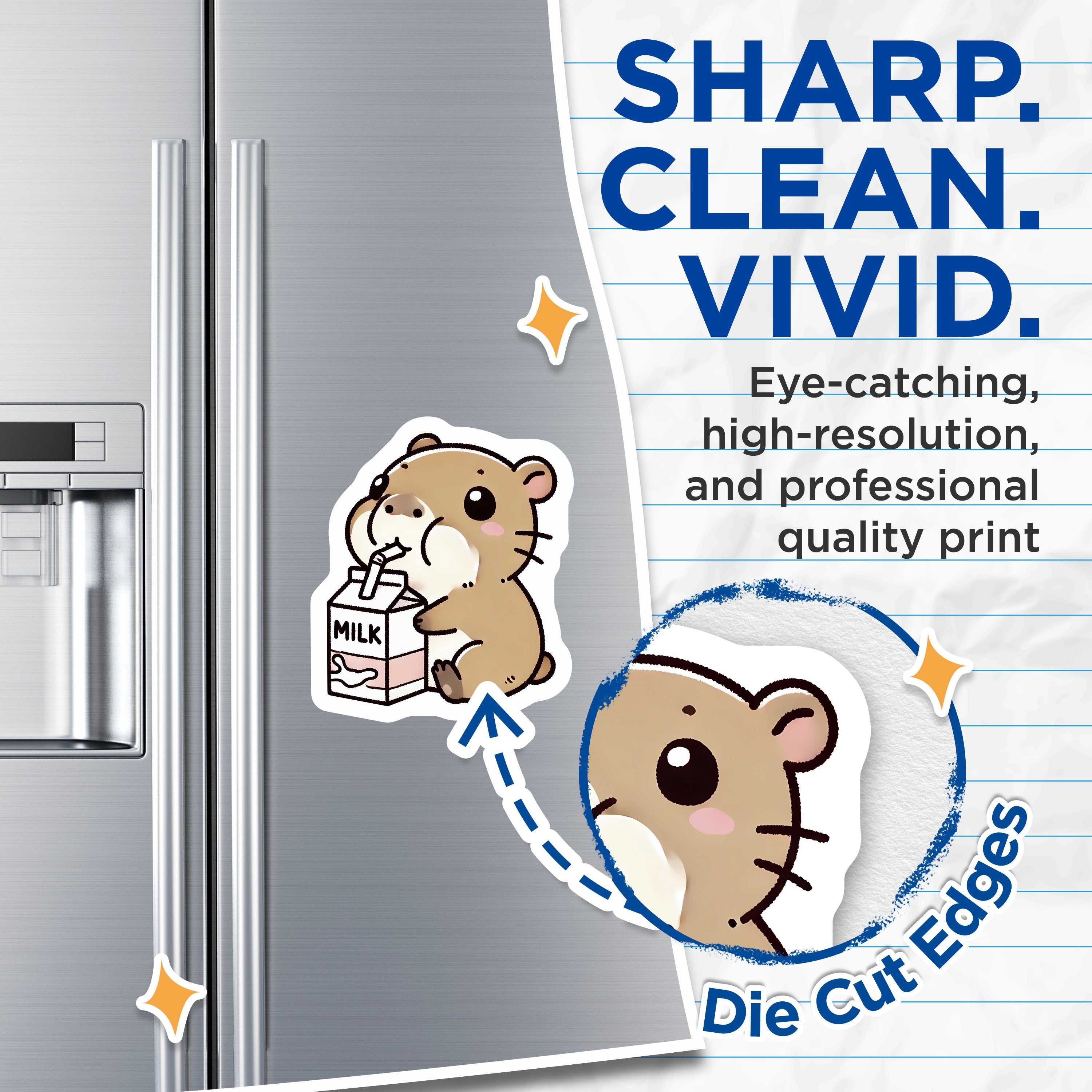 (2 Pack) Cute Hamster Drinking Milk Magnets - Kawaii Rodent Fridge Decor - Adorable Chibi Animal Locker Accessories - 5 Inches On Longest Side - Thick Durable Magnet - Made in USA - MAG37440