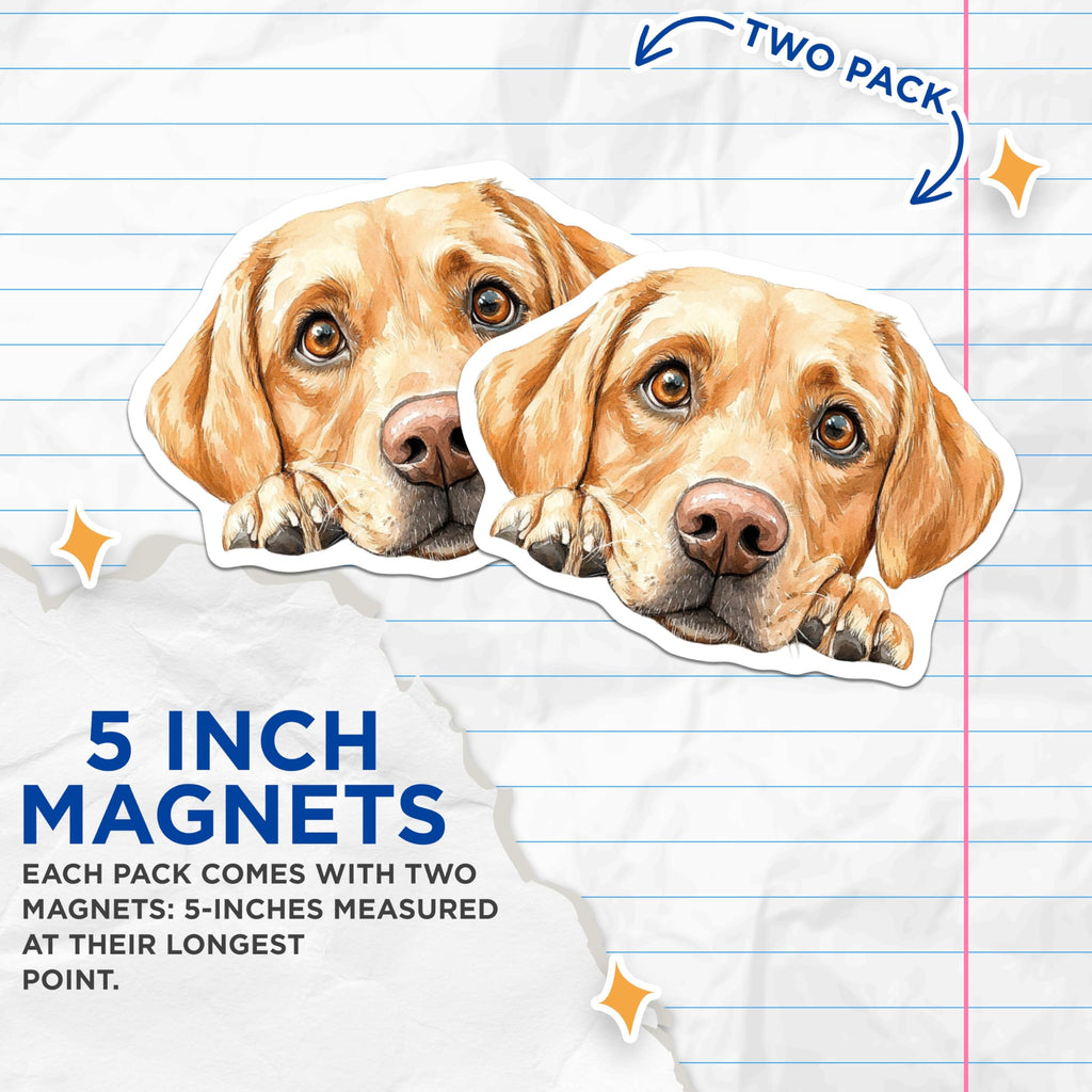 (2 Pack) Labrador Magnets - Dog Breed Lover - Refrigerator Home Decor - 5" On Longest Side - Premium Magnet - for Cars, Refrigerators, Toolboxes, Lockers - Made in USA - MAG16266