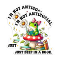 (2 Pack) I'm Not Antisocial Magnets - Cute Frog Reading - Book Lover Decor - 5" On Longest Side - for Cars, Fridges, Toolboxes - Made in USA - MAG7619