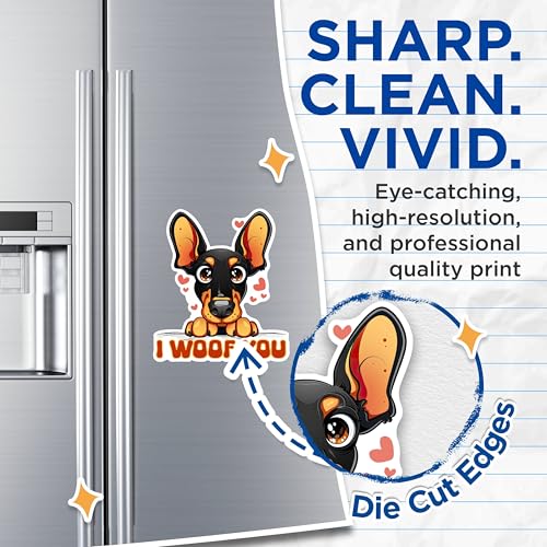 (2 Packs) I Woof You Miniature Pinscher Magnets - Miniature Pinscher Dog Breed Magnets - 5 Inches On Longest Side - Premium Magnet - for Fridges, Toolboxes, Cars - Made in USA - MAG2530