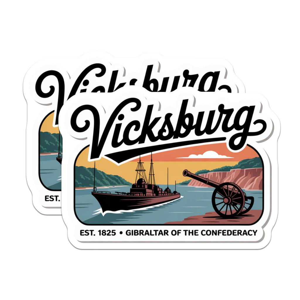 (2 Pack) Vicksburg Magnets - Mississippi Travel Souvenir - Riverboat and Cannon Art - 5" On Longest Side - Premium Magnet - for Cars, Refrigerators, Toolboxes, Lockers - Made in USA - MAG18953