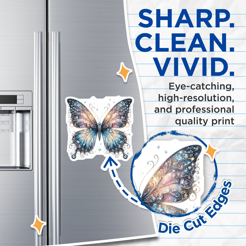 (2 Pack) Iridescent Butterfly Magnets - Fairycore Kitchen Decor - Enchanted Room Accent - 5 Inches On Longest Side - Thick Durable Magnet - Made in USA - MAG38283