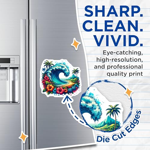 (2 Pack) Tropical Ocean Wave Magnets - Beach Scene - Coastal Decor - 5" On Longest Side - for Cars, Fridges, Toolboxes - Made in USA - MAG6996