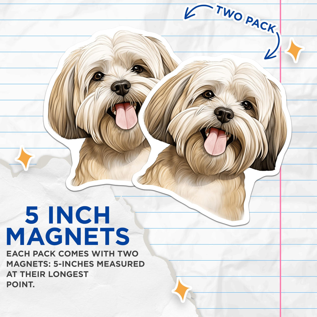 (2 Pack) Shih Tzu Dog Magnets - Cute Dog Lover Accessory - Pet Owner Fridge Decor Animal Art - 5 Inches On Longest Side - Thick Durable Magnet - Made in USA - MAG27100