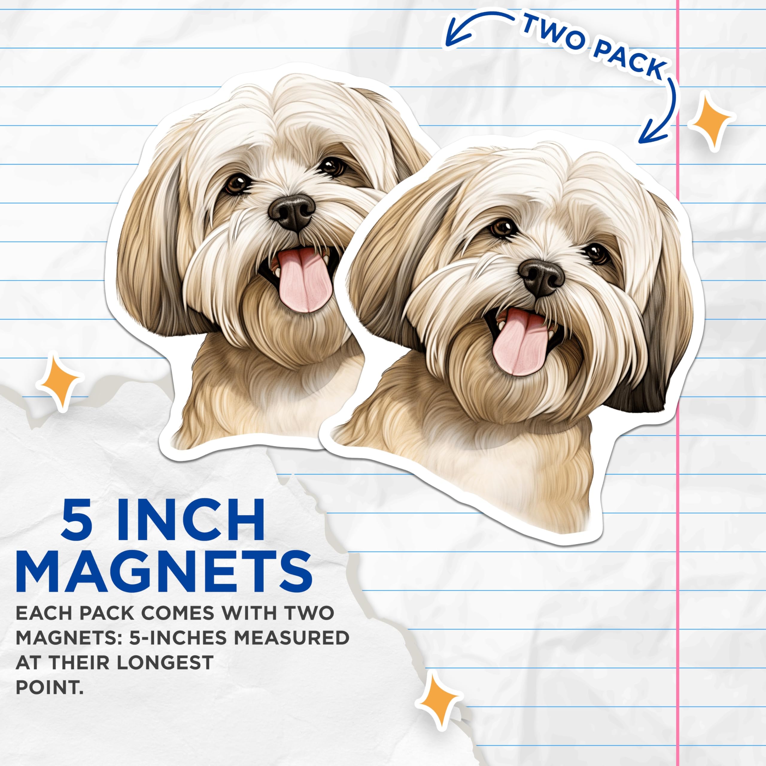 (2 Pack) Shih Tzu Dog Magnets - Cute Dog Lover Accessory - Pet Owner Fridge Decor Animal Art - 5 Inches On Longest Side - Thick Durable Magnet - Made in USA - MAG27100
