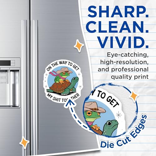 (2 Pack) Funny Frog Magnets - On The Way to Get My Together - Motivational Turtle - Fun Fridge Decor - Inspirational Animal - 5" On Longest Side - for Cars, Fridges, Toolboxes - Made in USA - MAG6964