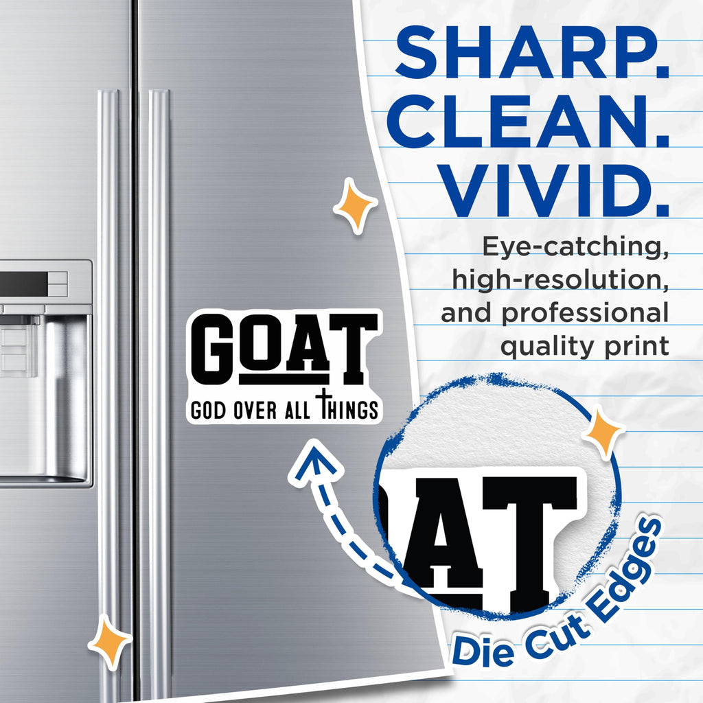 (2 Pack) Goat God Over All Things Magnets - Christian Faith Decor - Religious Affirmation Statement - 5 Inches On Longest Side - Thick Durable Magnet - Made in USA - MAG29768