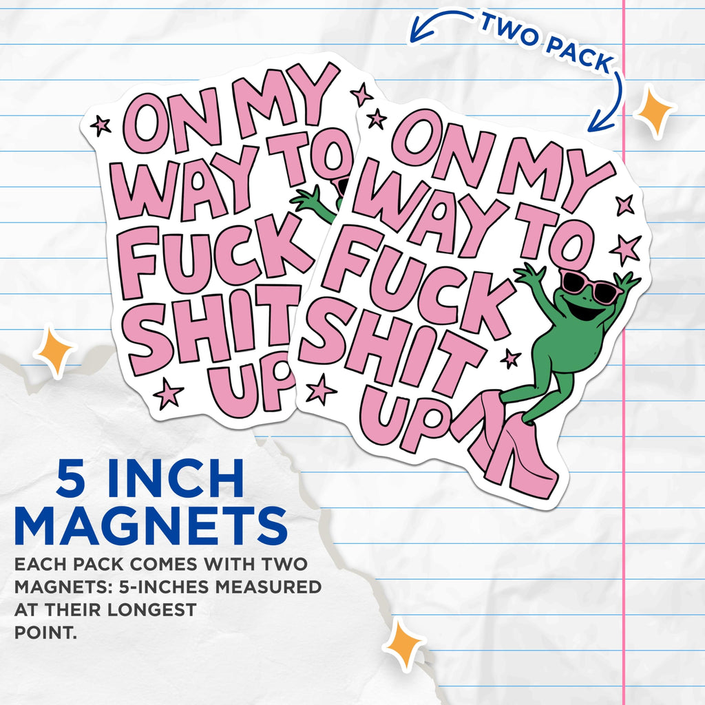 (2 Pack) Funny Frog Magnets - Sassy Quote Refrigerator Magnets - Chaotic Energy Locker Decor - 5 Inches On Longest Side - Thick Durable Magnet - Made in USA - MAG23156