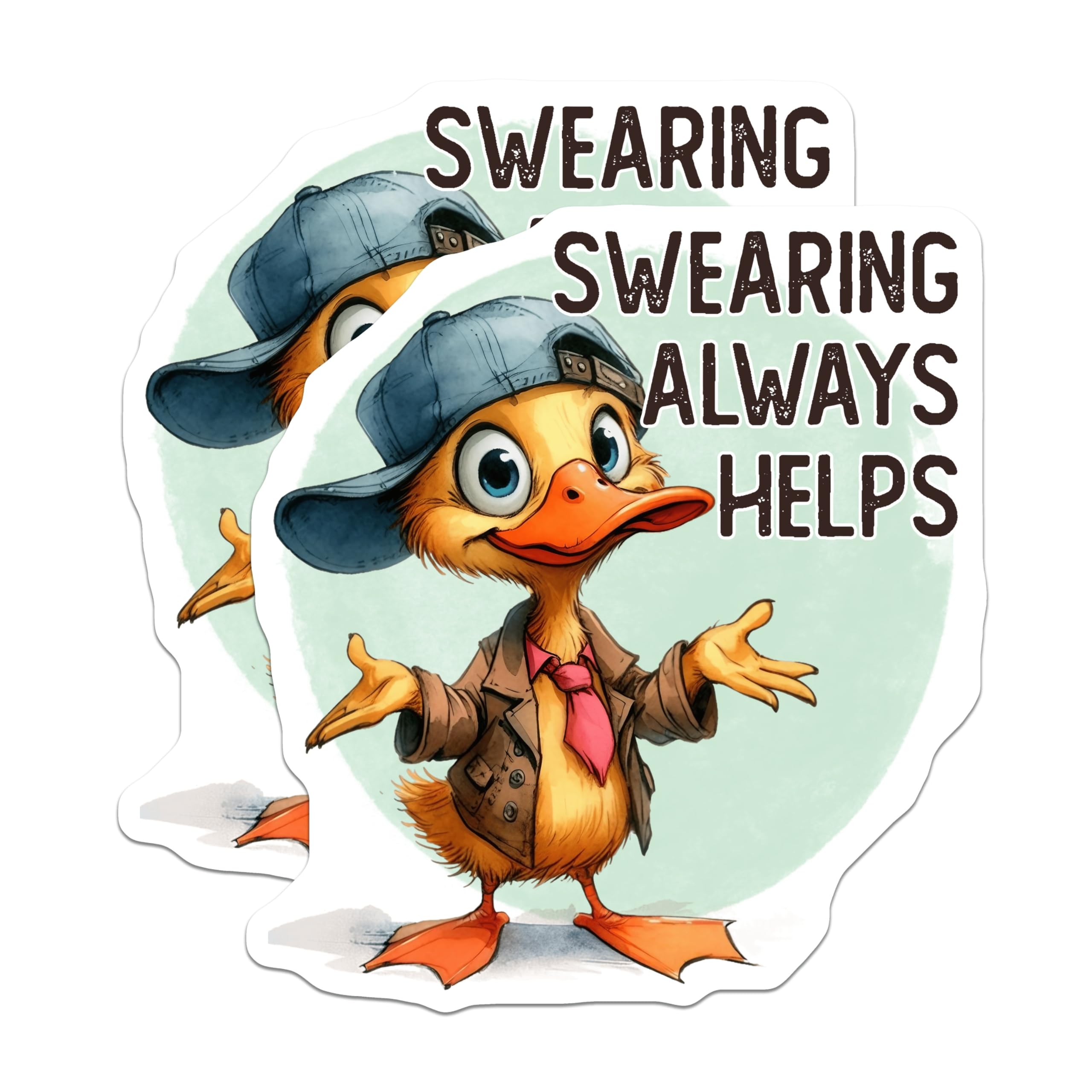 (2 Pack) Funny Duck Magnets - Swearing Helps - Cute Animal Refrigerator Magnets - 5" On Longest Side - Premium Magnet - for Cars, Refrigerators, Toolboxes, Lockers - Made in USA - MAG15258