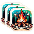(3 Pack) Let's Get Toasted Decals - Campfire Marshmallow Decal - Funny Laptop Decals- 3 Inches On Longest Side - Easy Peel & Apply - Made in USA - 3MCS5775