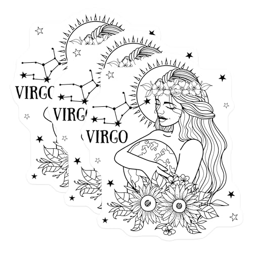(3 Pack) Virgo Zodiac Sign Decals - Astrology Star Sign - Earth Sign Art - 3 Inches On Longest Side - Easy Peel & Apply - Made in USA - 3MCS4617