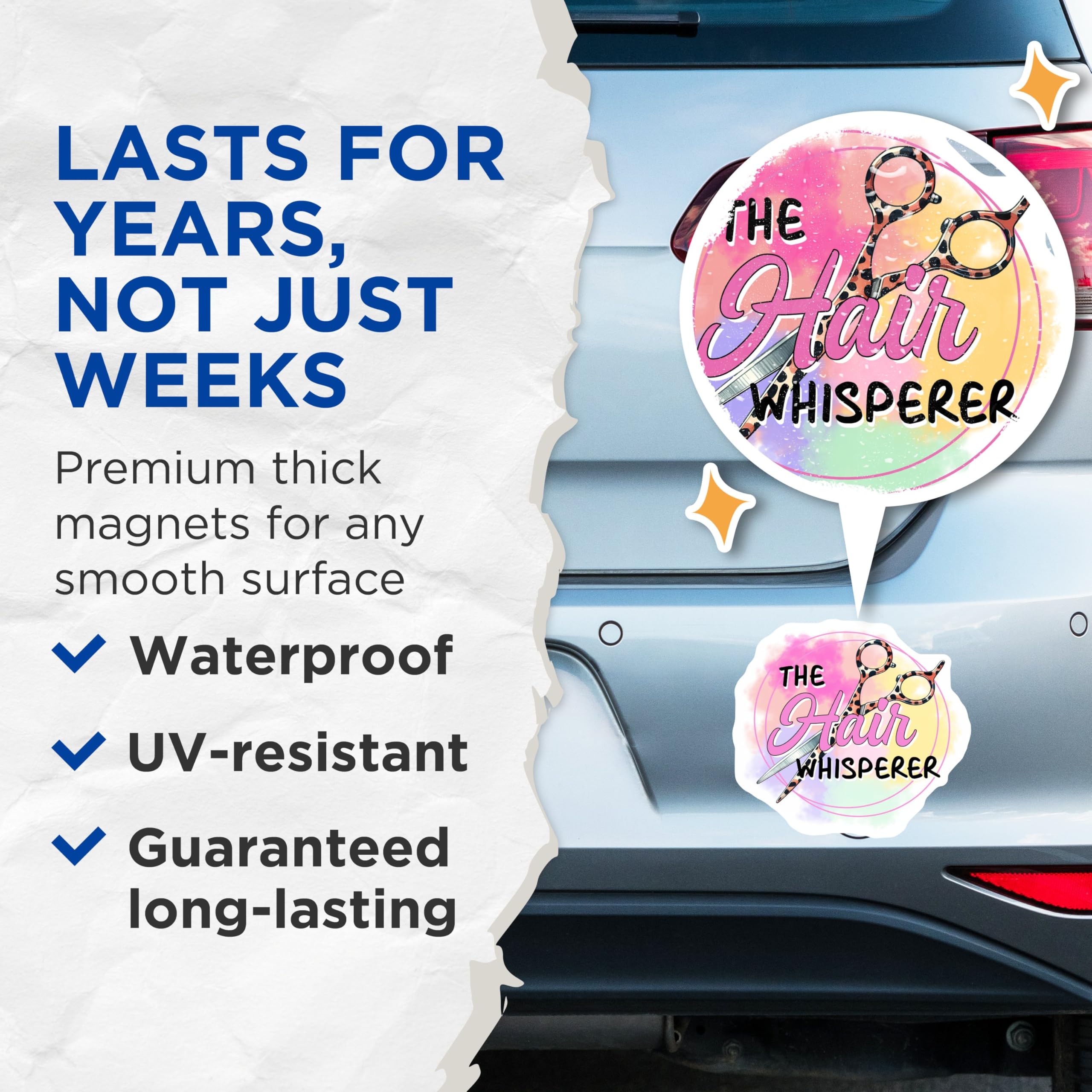 (2 Pack) The Hair Whisperer Magnets - Hair Stylist Decor - 5" On Longest Side - for Cars, Fridges, Toolboxes - Made in USA - MAG7565