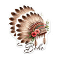 (2 Pack) Boho Stickers - Feather Headdress Design - Floral Feather Art - Bohemian Pack - Vibrant Boho Decor - 5" On Longest Side - Sticks to Smooth Flat Surfaces - Made in USA - BMCS7542