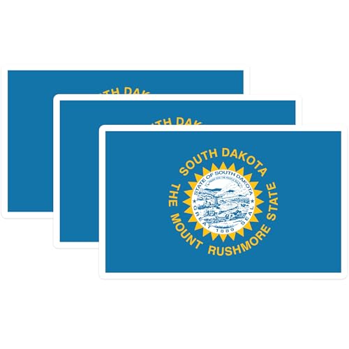 (3 Pack) South Dakota Flag Decals - State Pride - Laptop Decal - 3 Inches On Longest Side - Easy Peel & Apply - Made in USA - 3MCS0213
