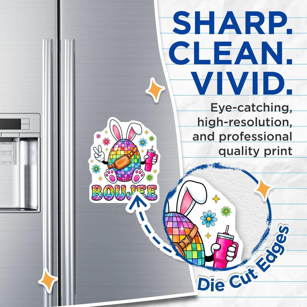 (2 Pack) Boujee Disco Bunny Magnets - Funky Rabbit Refrigerator Decor - Festive Spring Vibes Accessory - 5 Inches On Longest Side - Thick Durable Magnet - Made in USA - MAG24996