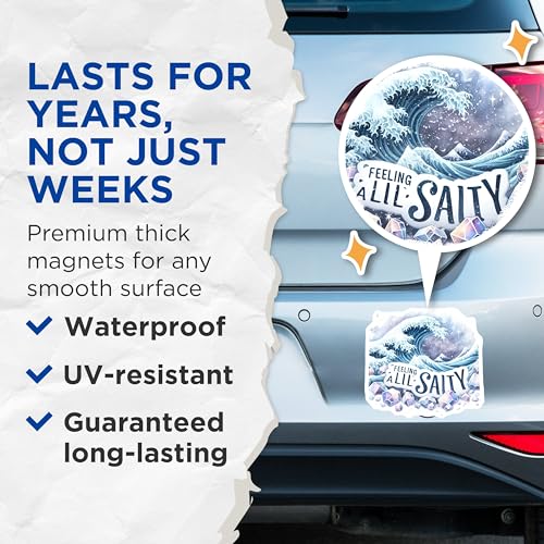 (2 Pack) Feeling A Lil Salty Magnets Magnets - Wave Art - Ocean Scene - 5" On Longest Side - Made in USA - Sticks to Refrigerators & Metal Surfaces - MAG9293