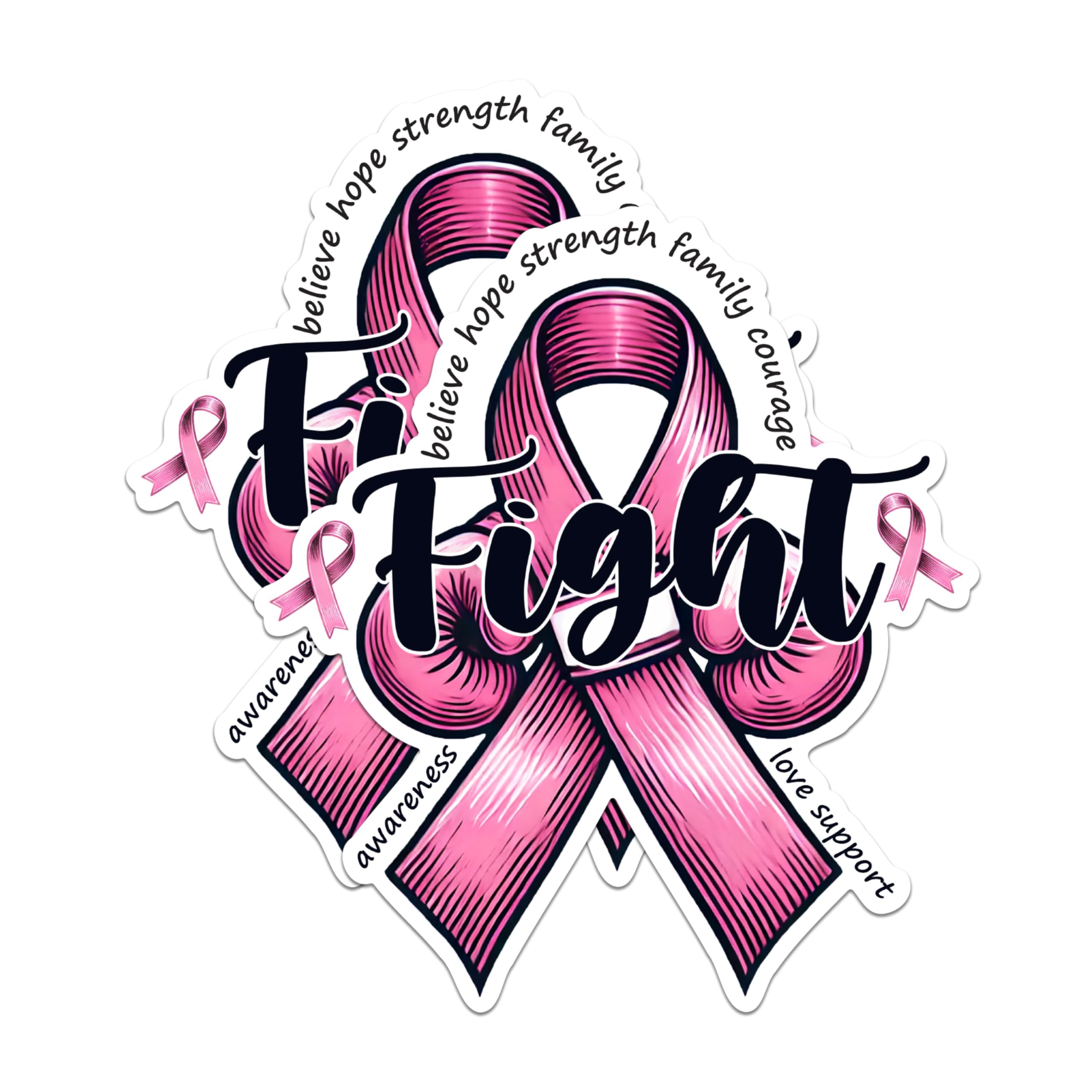 (2 Packs) Fight Pink Ribbon Breast Cancer Awareness Support Magnets - Pink Breast Cancer Magnets - 5" On Longest Side - Premium - for Fridges, Toolboxes, Cars - Made in USA - MAG2437