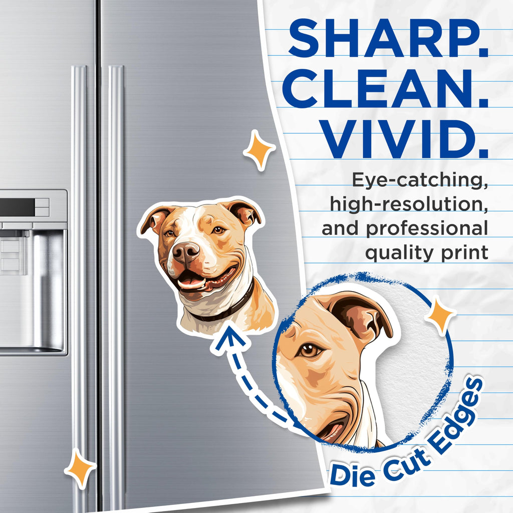 (2 Pack) Pitbull Magnets - Smiling Dog Fridge Decor - Pitbull Mama Gift - Animal Lover Kennel Accessories - 5 Inches On Longest Side - Thick Durable Magnet - Made in USA - MAG29587