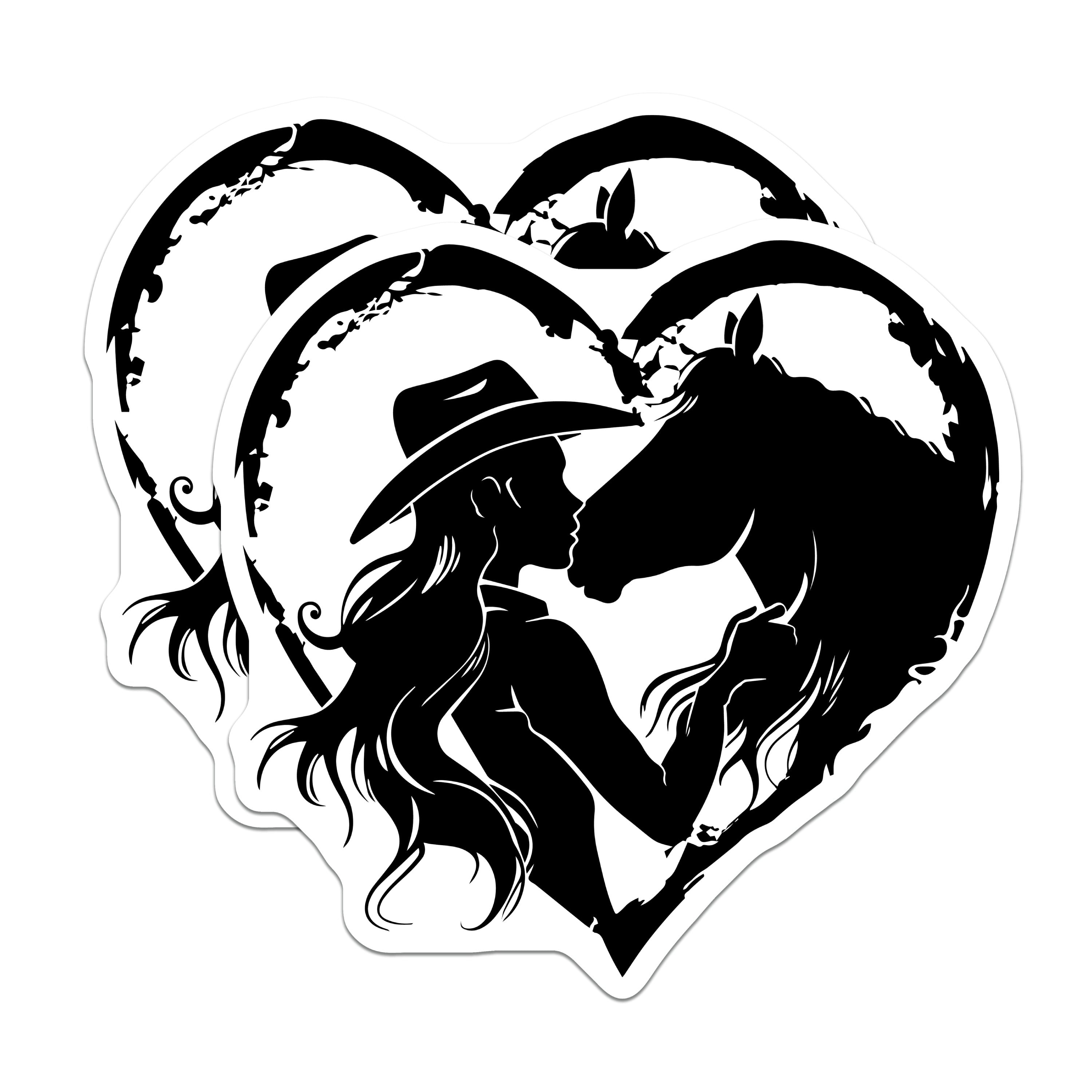 (2 Pack) Cowgirl Horse Love Magnets - Equestrian Silhouette - Western Style Refrigerator Decor - Ranch Life Accessory - 5 Inches On Longest Side - Thick Durable Magnet - Made in USA - MAG39087