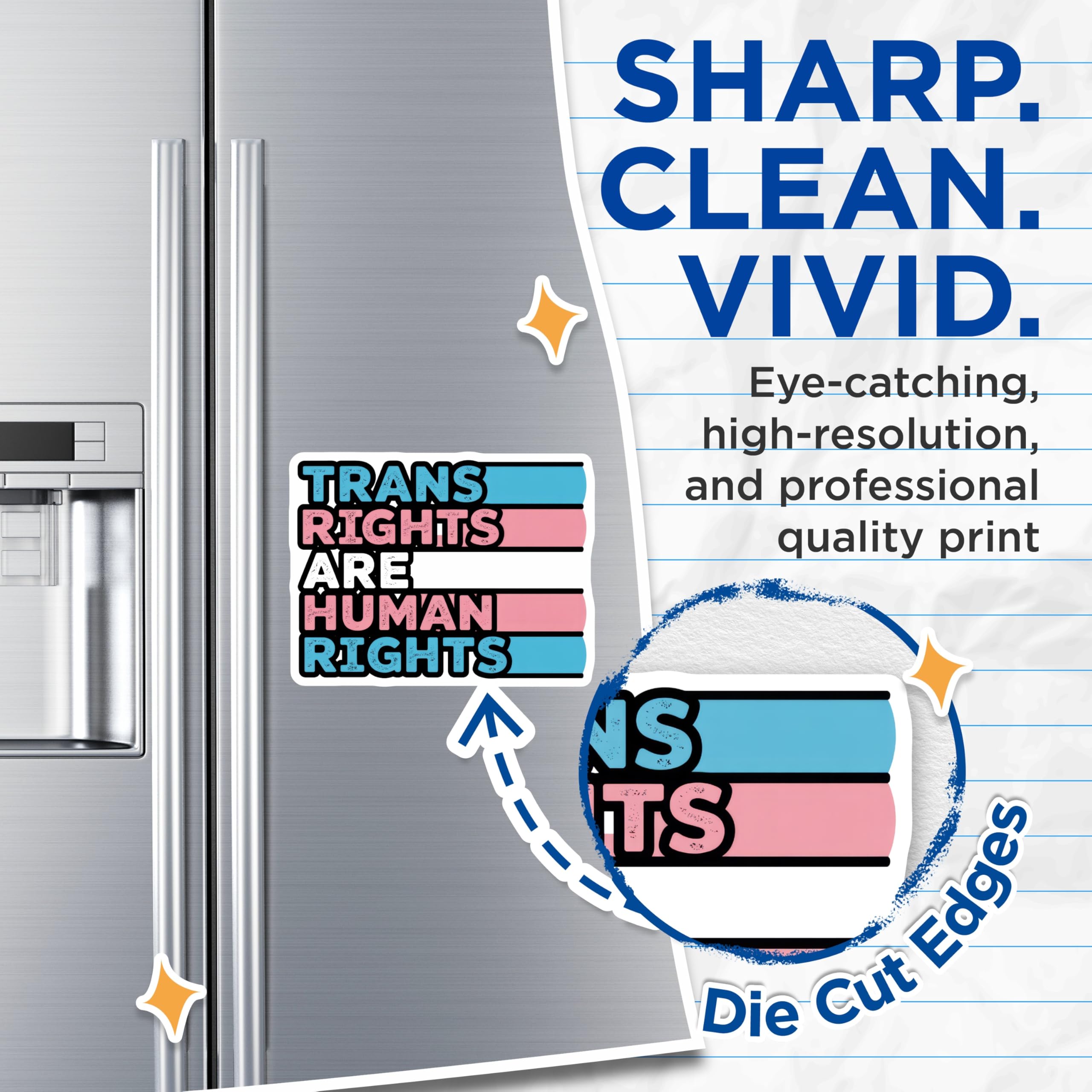 (2 Pack) Trans Rights are Human Rights Magnets - LGBTQ Equality - Pride Support - 5" On Longest Side - Premium Magnet - for Cars, Refrigerators, Toolboxes, Lockers - Made in USA - MAG15009