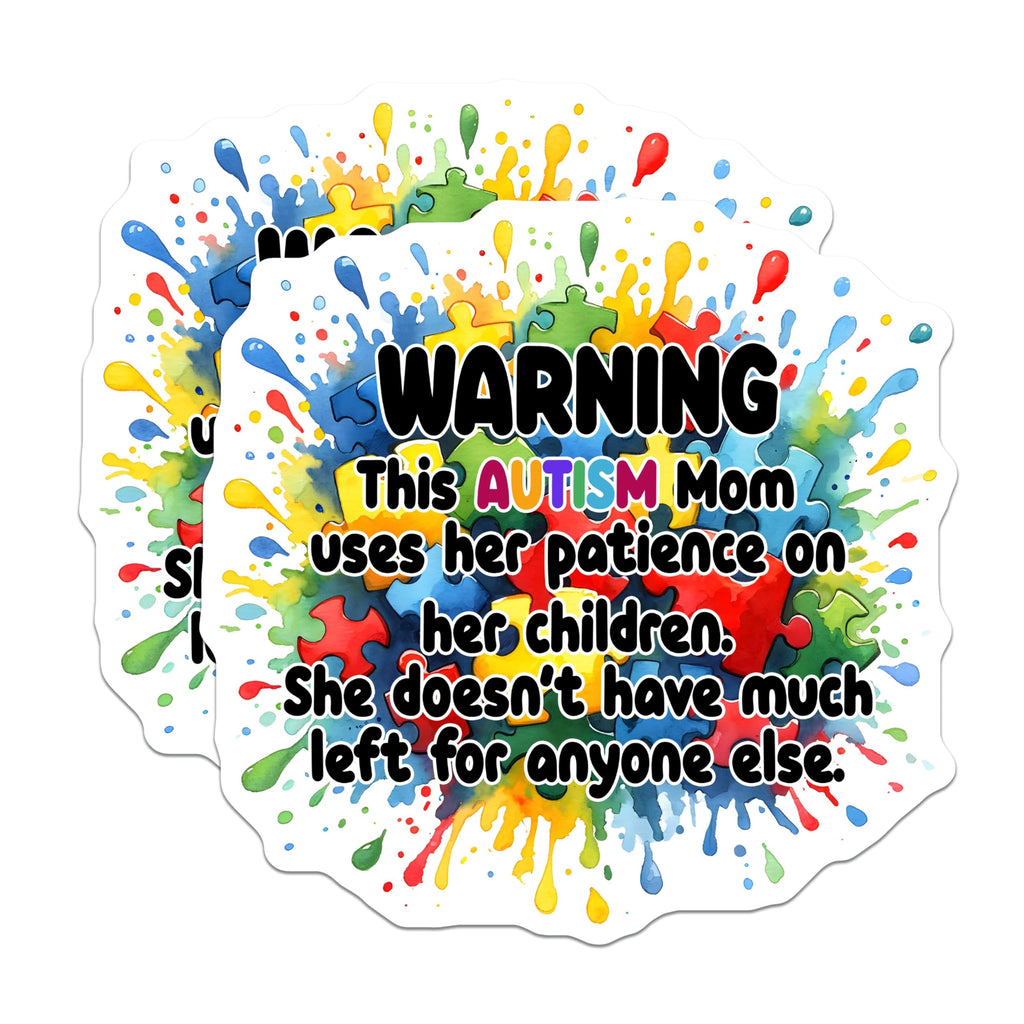(2 Pack) Warning Autism Mom Magnets - Funny Autism Awareness - Colorful Autism Quote - 5" On Longest Side - for Cars, Fridges, Toolboxes - Made in USA - MAG8125