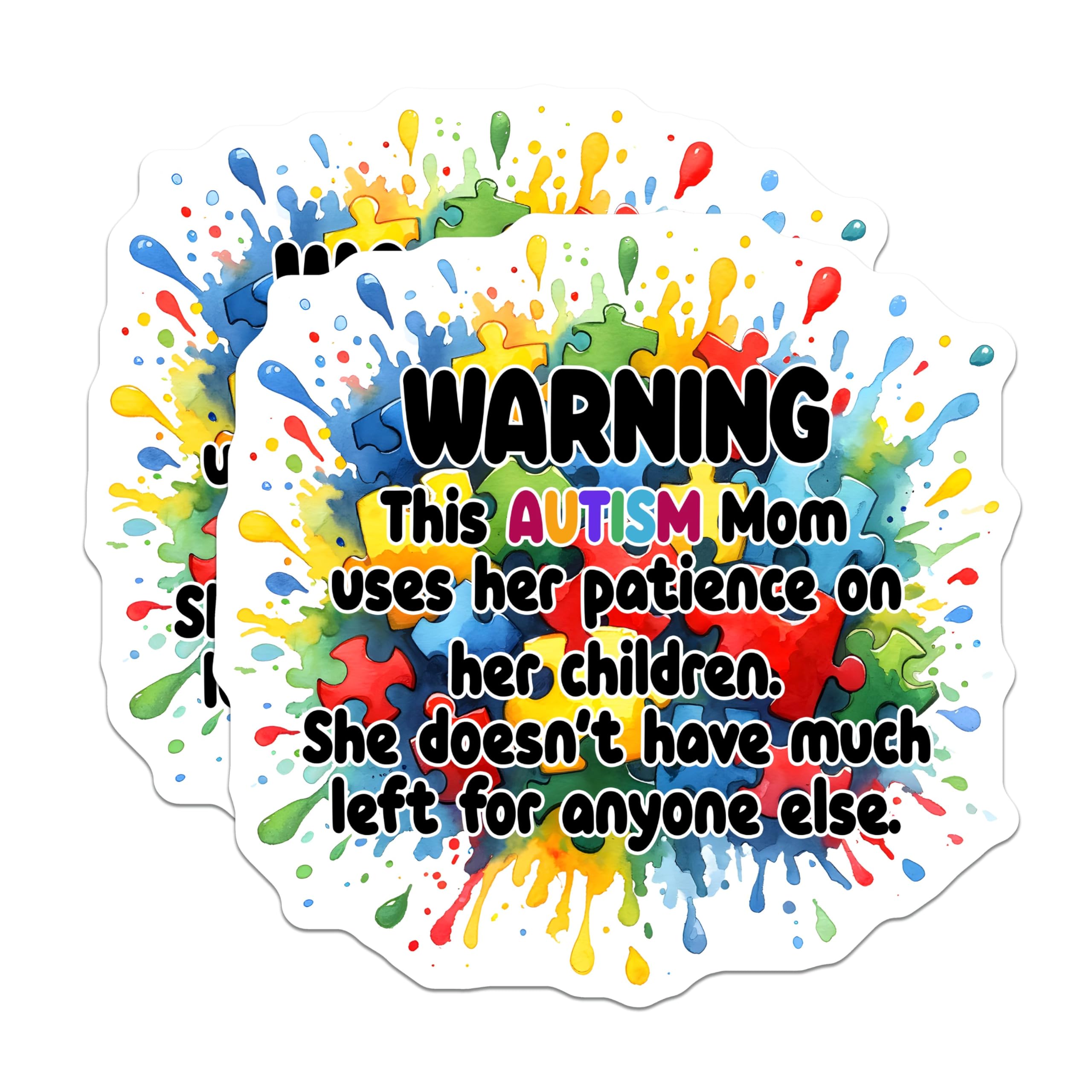 (2 Pack) Warning Autism Mom Magnets - Funny Autism Awareness - Colorful Autism Quote - 5" On Longest Side - for Cars, Fridges, Toolboxes - Made in USA - MAG8125
