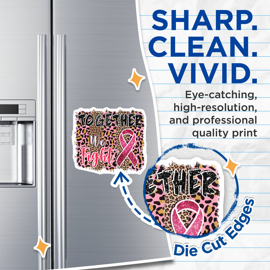 (2 Pack) Breast Cancer Awareness Magnets - Together We Fight - Pink Ribbon Survivor Support - 5 Inches On Longest Side - Thick Durable Magnet - Made in USA - MAG36125