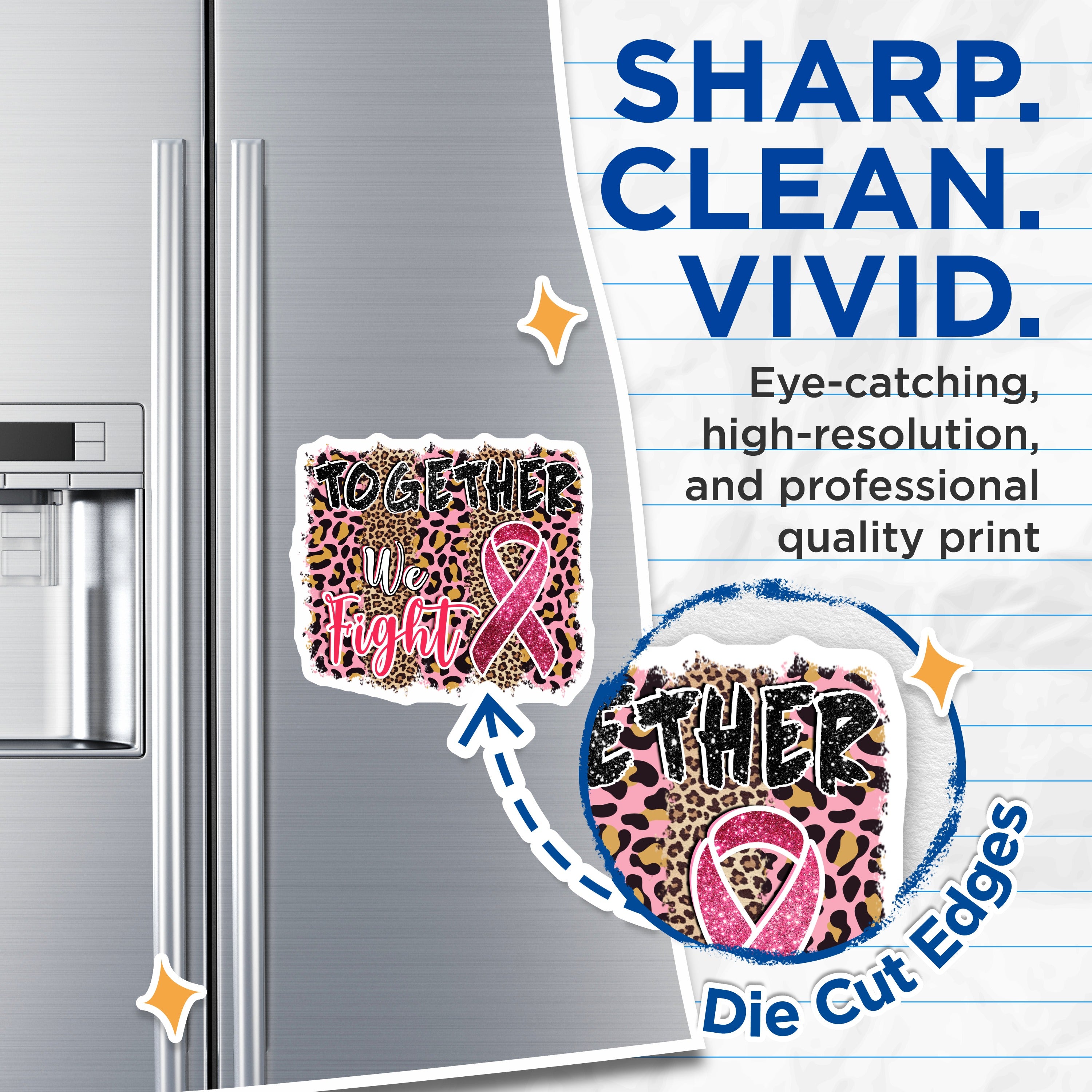 (2 Pack) Breast Cancer Awareness Magnets - Together We Fight - Pink Ribbon Survivor Support - 5 Inches On Longest Side - Thick Durable Magnet - Made in USA - MAG36125