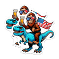 (2 Pack) Bigfoot Magnets - Dinosaur Rider - Patriotic Sasquatch - American Flag Beer Drinker - Funny Cryptid Tyrannosaurus - 5 Inches On Longest Side - Thick Durable Magnet - Made in USA - MAG20595
