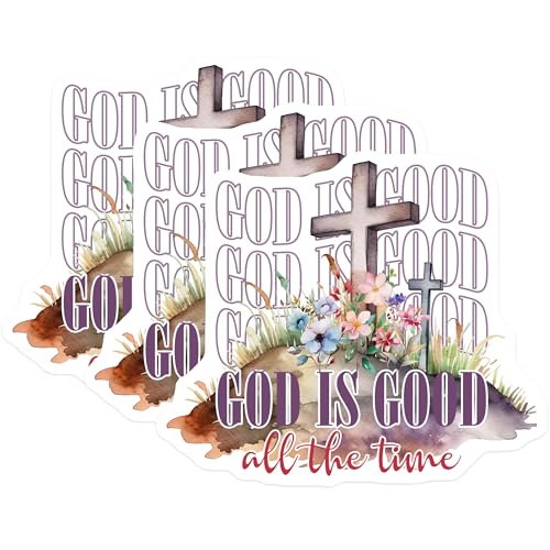 (3 Pack) God is Good Decals - Christian Decal - Religious Decals - 3 Inches On Longest Side - Easy Peel & Apply - Made in USA - 3MCS7332