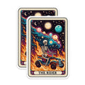 (2 Pack) Cosmic Skeleton Stickers - The Rider Art Stickers - Psychedelic Skeleton Rider Art - 5" On Longest Side - Sticks to Smooth Flat Surfaces - Made in USA - BMCS5488