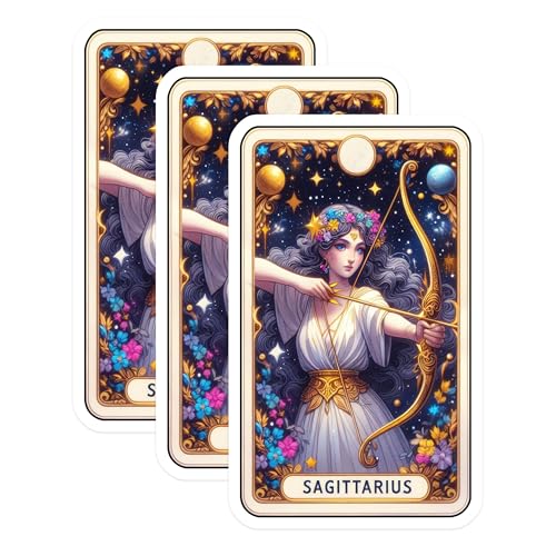 (3 Pack) Sagittarius Decals - Zodiac Stickers - Archer Sign Decal - 3 Inches On Longest Side - Easy Peel & Apply - Made in USA - 3MCS4057