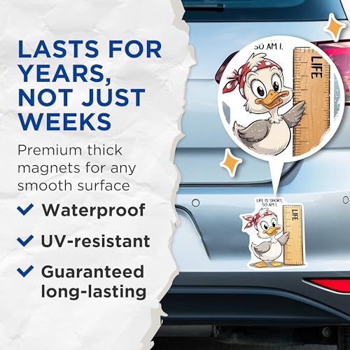 (2 Pack) Funny Duck Quote Magnets - Cartoon Duck Refrigerator - Inspirational - 5" On Longest Side - for Cars, Refrigerators, Toolboxes, Lockers - Made in USA BMCS3333